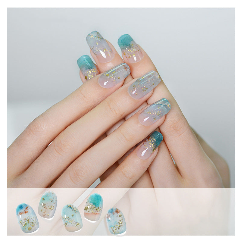 Ocean Inspiration Ombre & Glitter Nails