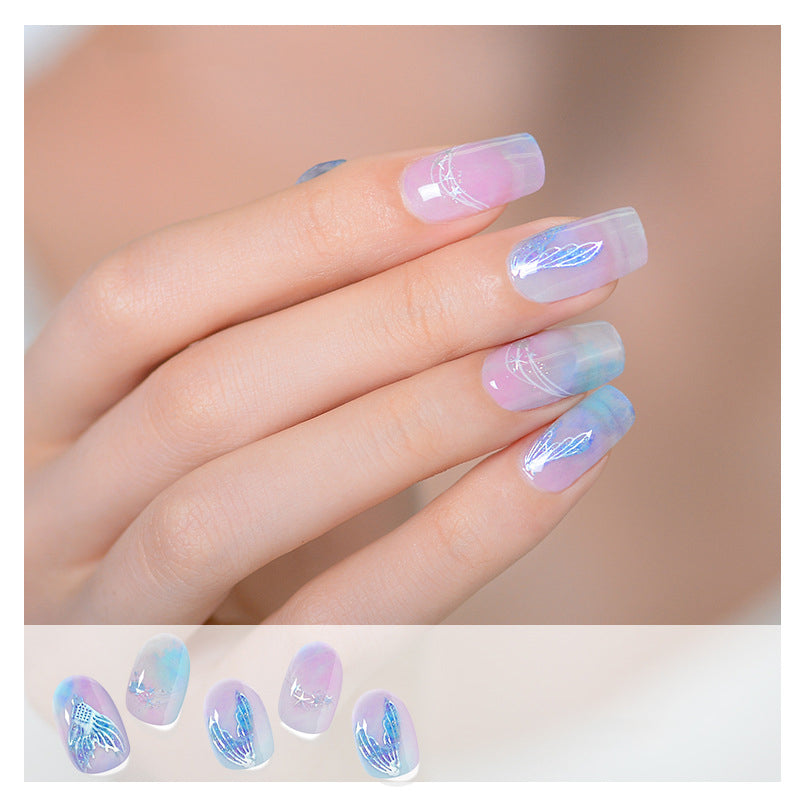 Ocean Inspiration Ombre & Glitter Nails