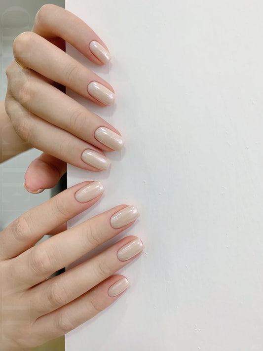 Chrome Milky White Nails